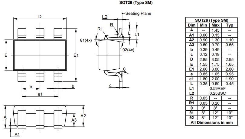 Mechanical Drawing - Diodes Incorporated AP3190x AC/DC Power Supply Controllers